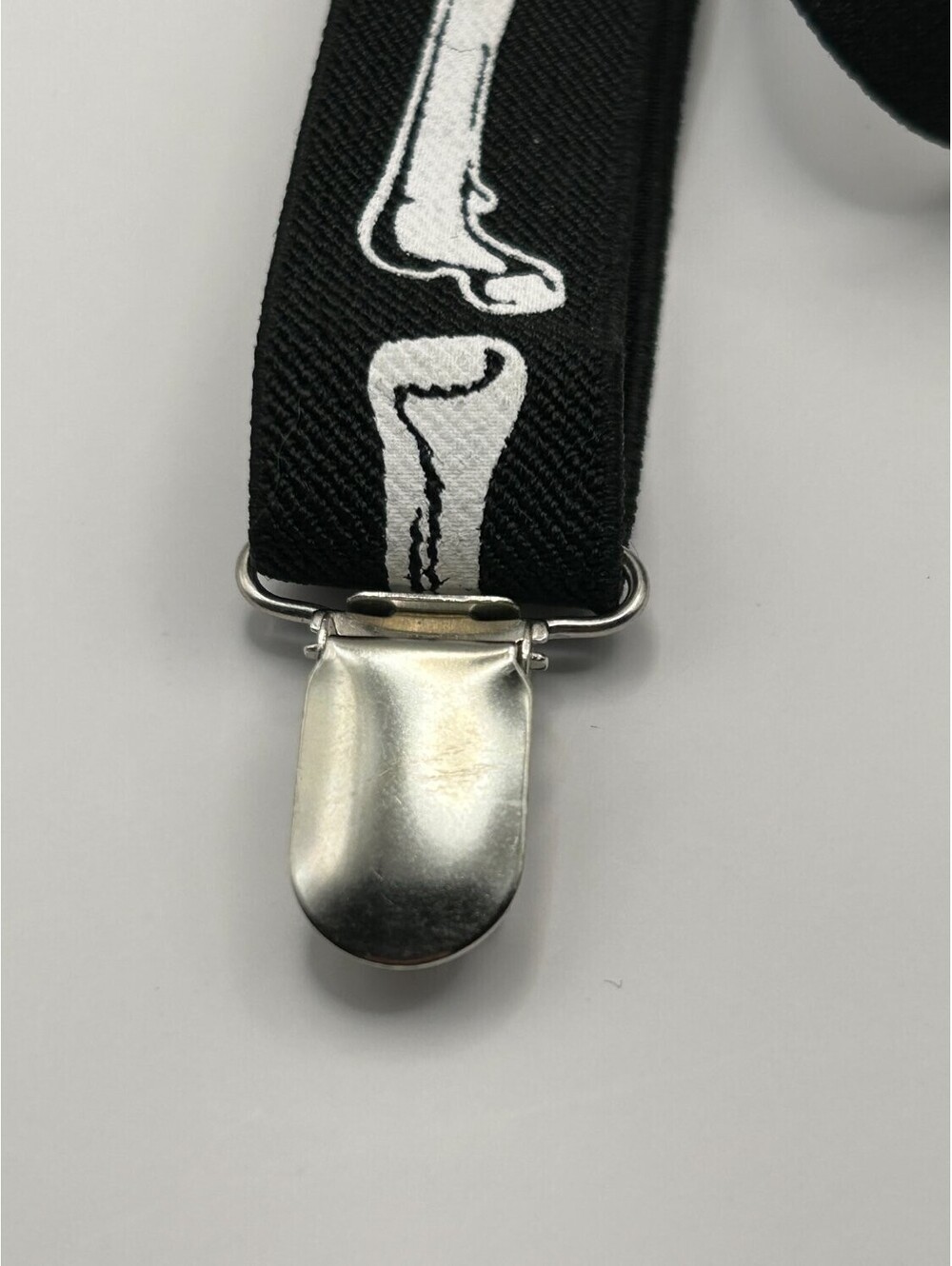 Skeleton Bones Suspenders Y-Back Adjustable Clip-On Goth Punk Black 40in Mens - Picture 2 of 7